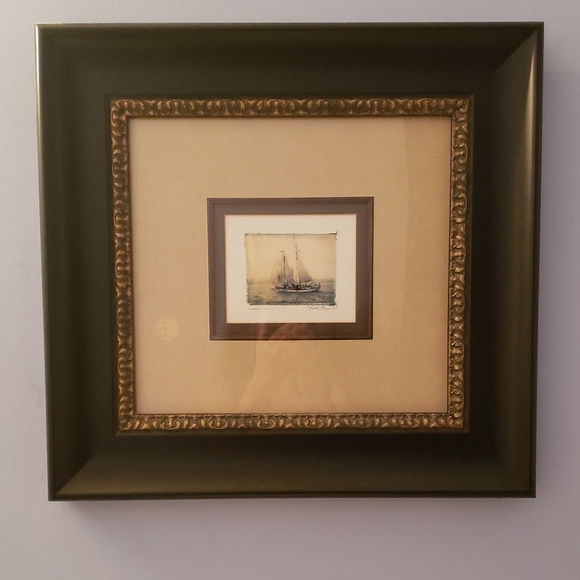 Beautful Ship Art Work Picture In Black Frame